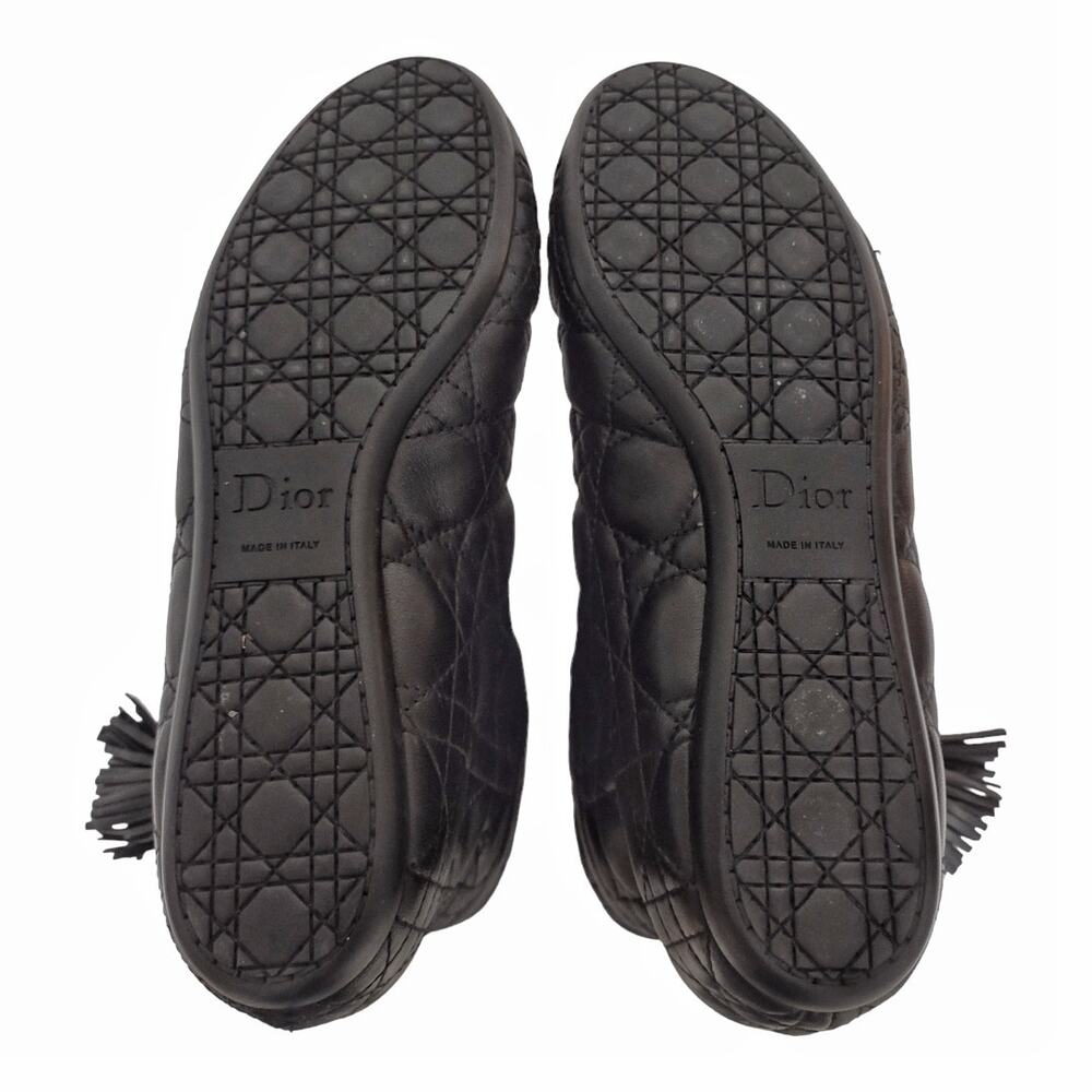 DIOR Quilted Black Leather Ankle Boots Size 8.5 Moto Luxury Tassels Edgy Fall - Picture 8 of 8
